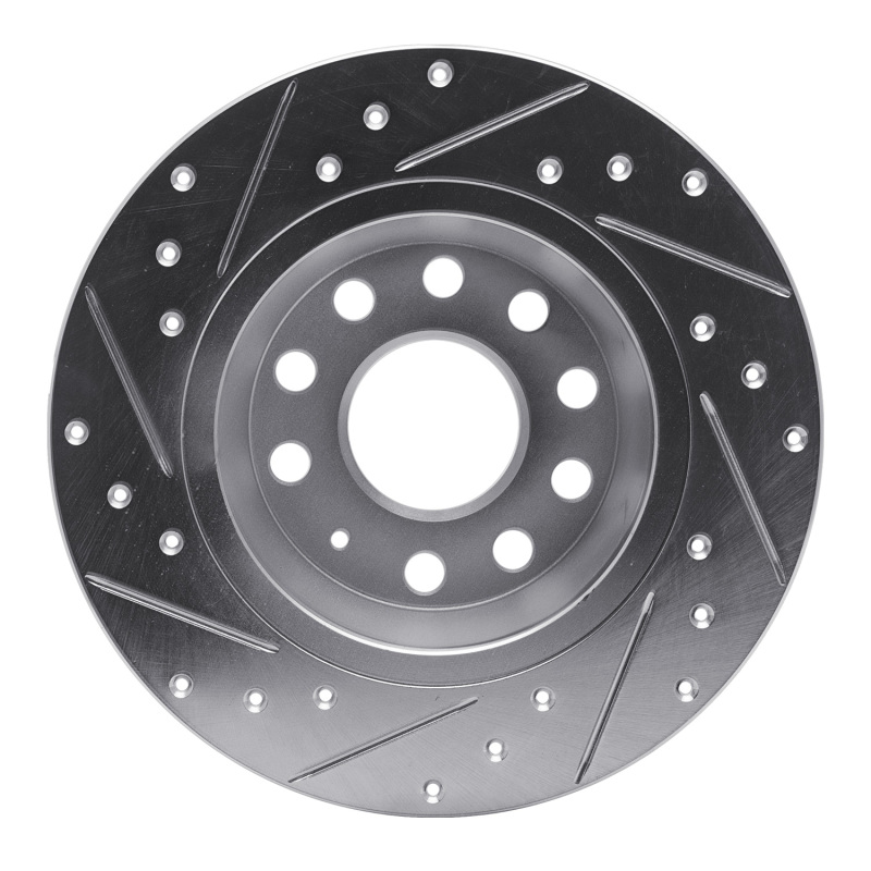 Audi Q3 Brake Rotor (1) - Rear Right - R1 Concepts - Drilled & Slotted - Silver - `05-`18